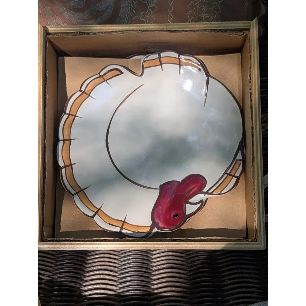 Pottery Barn Gobble Turkey Salad Dessert Plates 3 PC Thanksgiving Fall Harvest